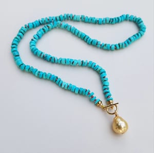 Turquoise Gold Pearl Necklace