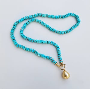 Turquoise Gold Pearl Necklace