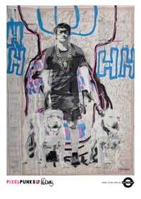 Image 1 of A3 Giclée Art Print — MIND, FLOW, LETS GO — collaboration with Pixel Punks and Marc Craig