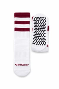 Maroon And White Grip Socks
