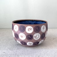 Image 1 of a dot bowl: lavender and white