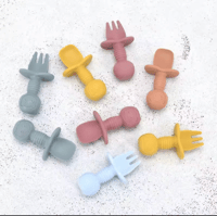 Image 1 of Silicone training cutlery spoon fork and travel case various colours