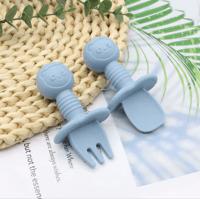 Image 3 of Silicone training cutlery spoon fork and travel case various colours