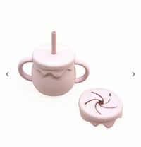 Silicone 2 in 1 sippy and snack cup interchangeable lids blush