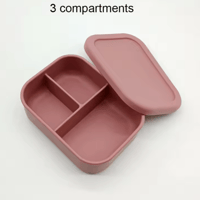 Image 2 of Silicone Bento 3 compartment Lunchbox Rose