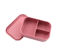 Image 4 of Silicone Bento 3 compartment Lunchbox Rose