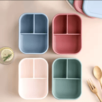 Image 6 of Silicone Bento 3 compartment Lunchbox Rose