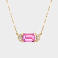 Pink Sapphire Crescent Necklace