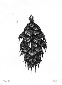 Image of Doug fir cone linocut