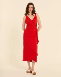Image 1 of Vestido cruzado rojo