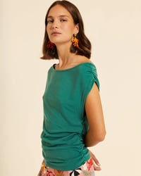 Image 1 of   Top drapeado verde