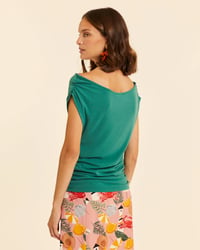 Image 3 of   Top drapeado verde