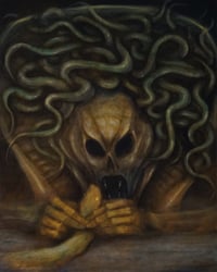 Image 1 of untitled 16x20" oil painting on wood panel (snakes)