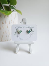 Image 2 of Bahamian Waters Heart Studs 