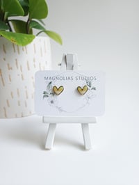 Image 2 of Sea Moss Agate Heart Studs 