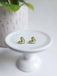 Image 1 of Sea Moss Agate Heart Studs 