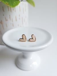 Image 1 of Peaches & Cream Marble Heart Studs 