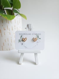 Image 2 of Peaches & Cream Marble Heart Studs 