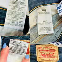 Image 10 of Men's Levi's 527 Jeans Vintage 2011, SZ 31 / 30 Boot cut 10'' rise , dark wash 100% cotton