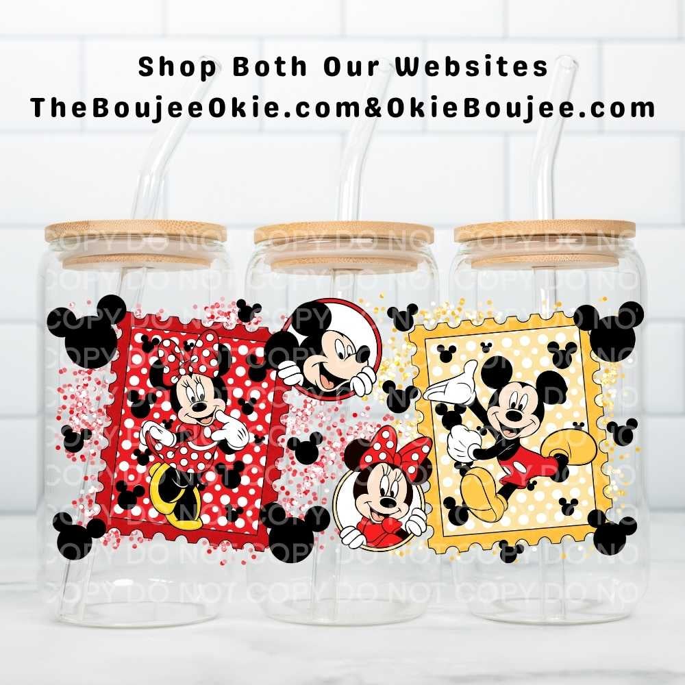 Image of Minnie Mickey Stamps Uv Dtf Wrap Double Sided W0909