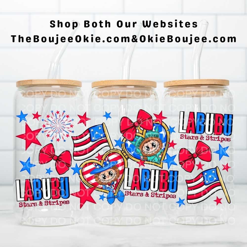 Image of Labubu Stars Stripes Uv Dtf Wrap Double Sided W0919