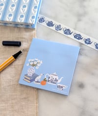 Image 1 of Blue and White 3x3 Sticky Note Pad