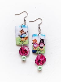 Image 1 of ‘clean as a kitten’ – silver dangle earrings