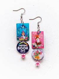Image 1 of ‘book it!’ – silver dangle earrings