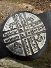 Image 3 of WL&A Handmade Sunrise Crossroads Silver Dollar Medicine Leather Bracelet - Wrist Size 7" to 7.75"