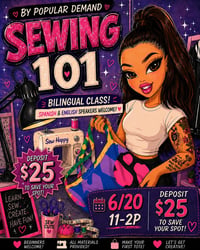 Sewing 101 June 20th DEPOSIT ONLY 