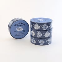 Image 8 of Blue & White Teapots 15mm Washi Tape Blue Background