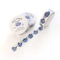 Image 5 of Blue & White Teapots 15mm Washi Tape White Background