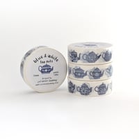 Image 6 of Blue & White Teapots 15mm Washi Tape White Background