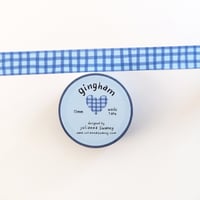 Image 2 of Blue Gingham 15mm Washi Tape 
