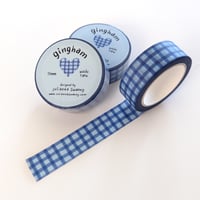 Image 1 of Blue Gingham 15mm Washi Tape 