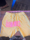 XL GOLD *CROPPED*HOMEAUX* TALENTLESS SHORTS PINK INK