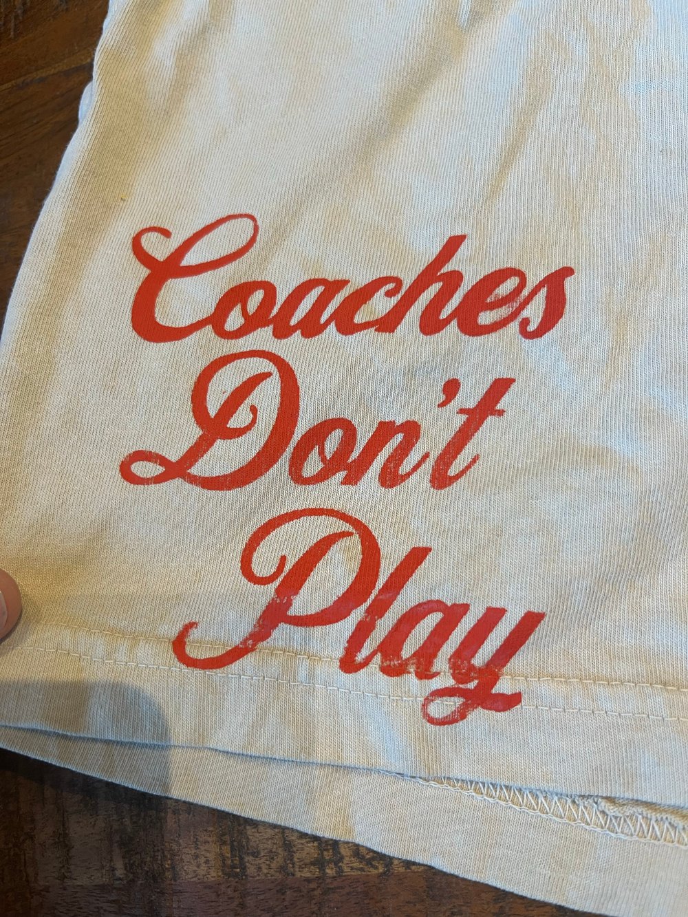 M TAN TALENTLESS SHORTS "COACHES DON'T PLAY"