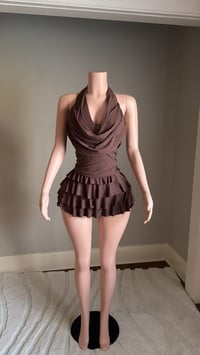 Image 2 of Aliyah glitter romper dress (brown)