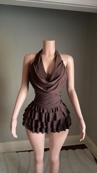 Image 1 of Aliyah glitter romper dress (brown)