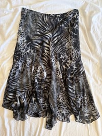 Image 1 of Vintage Y2K cheetah and zebra print mermaid hem skirt 