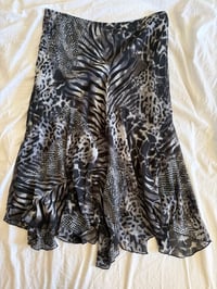 Image 2 of Vintage Y2K cheetah and zebra print mermaid hem skirt 