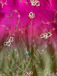 Image 5 of Vintage Y2K pink and green ombre embroidery sequin  silk cami 