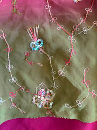 Image 6 of Vintage Y2K pink and green ombre embroidery sequin  silk cami 