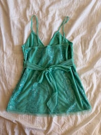 Image 2 of Vintage Y2K 2008 Jane Norman turquoise sequin tie baby cami BNWT 