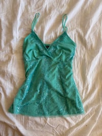 Image 6 of Vintage Y2K 2008 Jane Norman turquoise sequin tie baby cami BNWT 