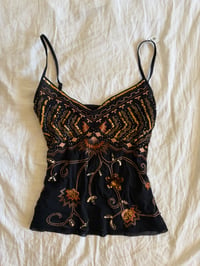 Image 1 of Vintage Y2K black embroidered and sequin cami 