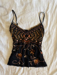 Image 6 of Vintage Y2K black embroidered and sequin cami 