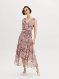 Floral Chiffon Wrap Midi Dress