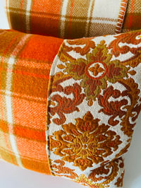 Image 4 of 70's Orange Brocade Cushion pair