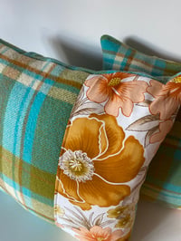 Image 2 of Teal & Mustard Retro Cushion Pair